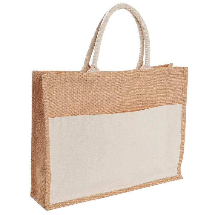 Jute Shopper Tote with Recycled Cotton Pocket