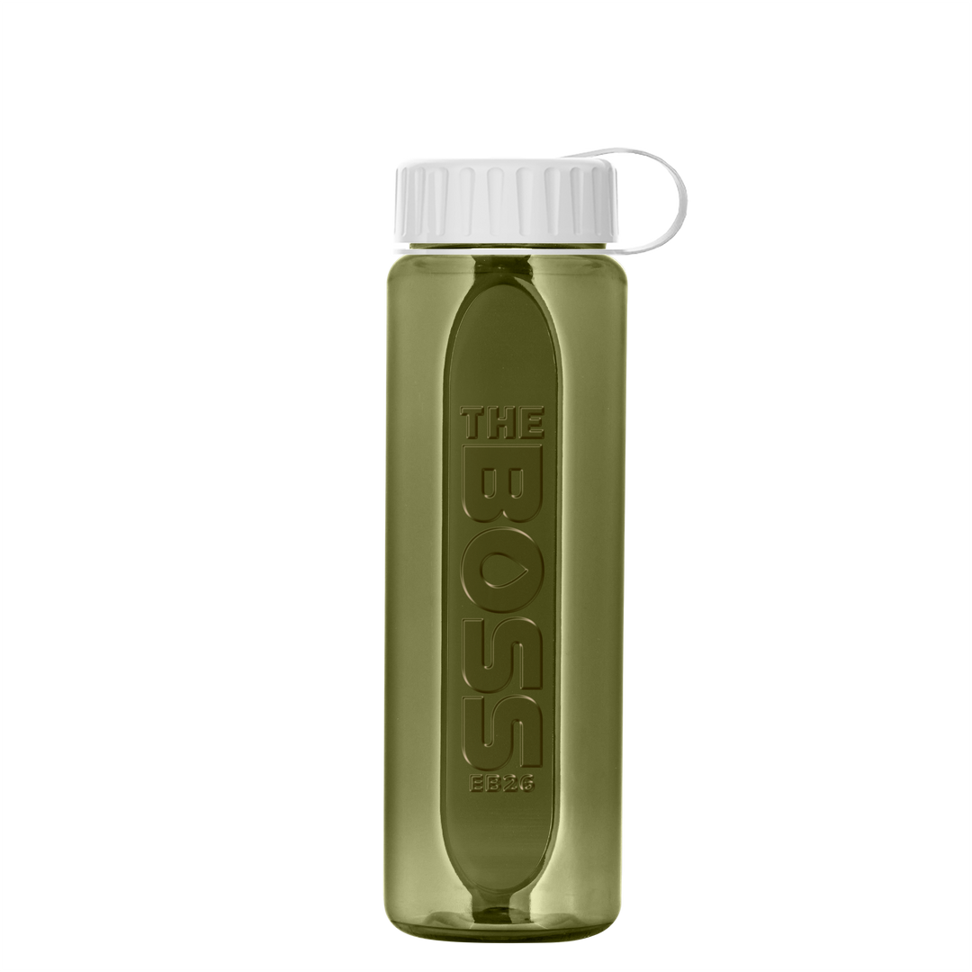 Boss Embossed RPET Bottle with Tethered Lid - 26 oz.
