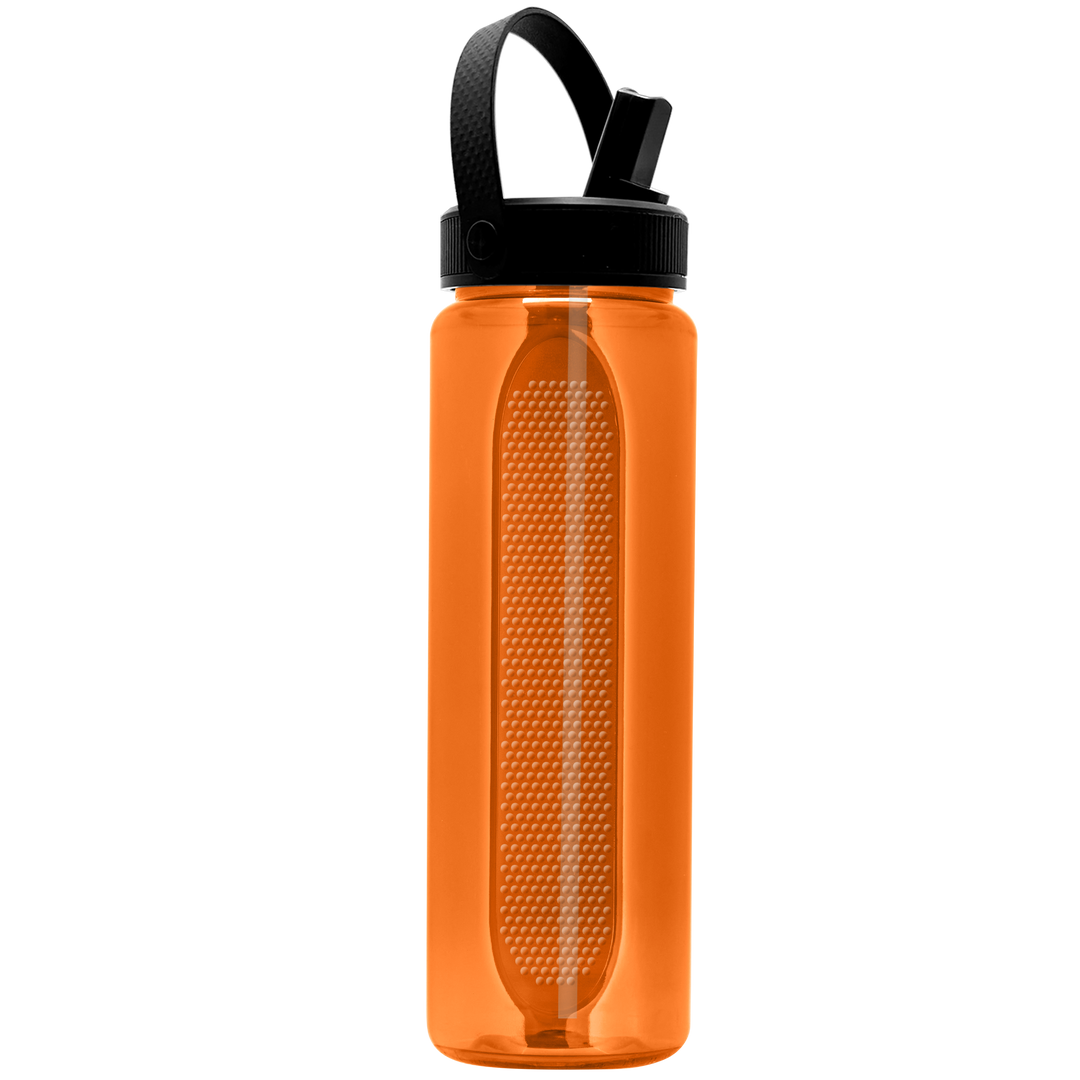 Garyline® Boss Embossed RPET Bottle with Flip-Straw, Swivel Handle Lid - 26 oz.