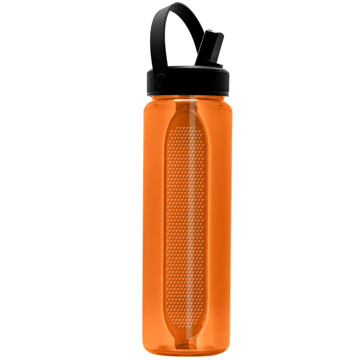 Garyline® Boss Embossed RPET Bottle with Flip-Straw, Swivel Handle Lid - 26 oz.