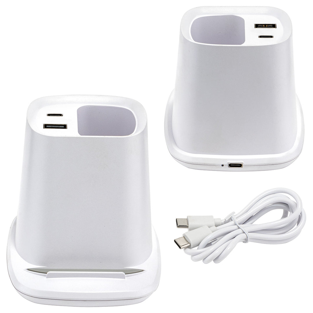Annex Wireless Charging Stand with Dual Ports & Pen Holder
