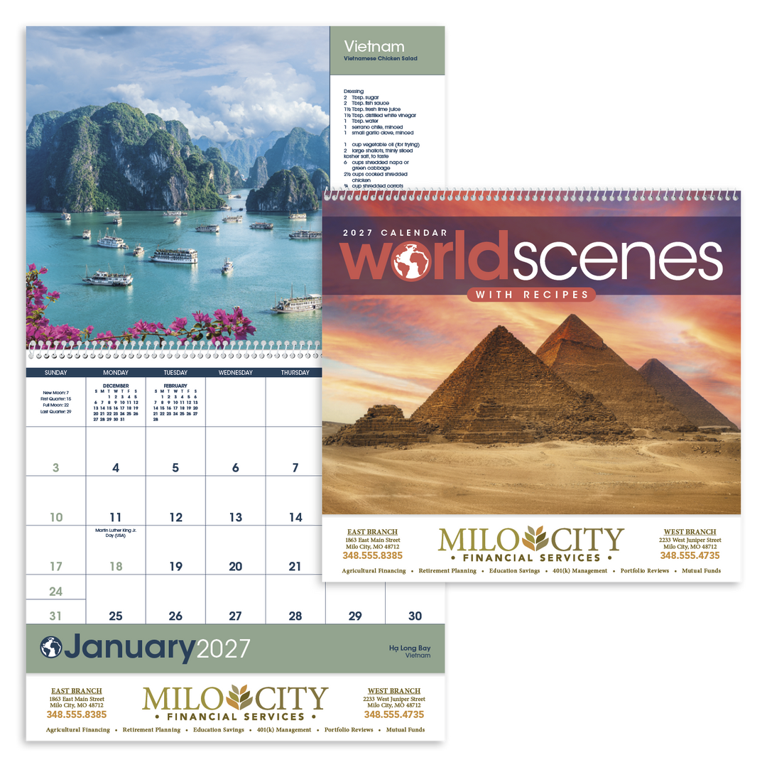 Triumph® Calendars World Scenes with Recipe Calendar