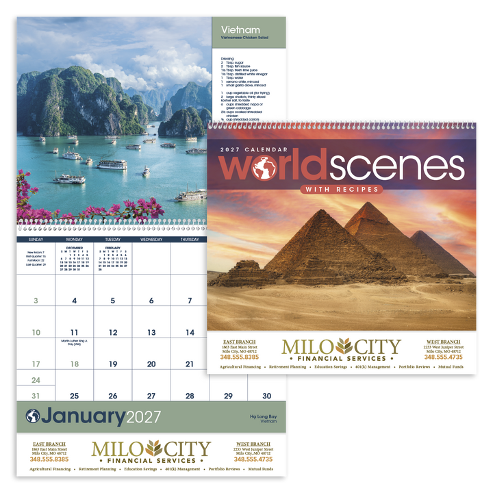 Triumph® Calendars World Scenes with Recipe Calendar