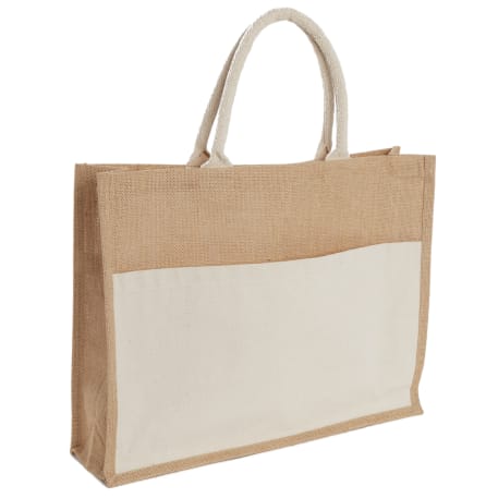 Jute Shopper Tote with Recycled Cotton Pocket