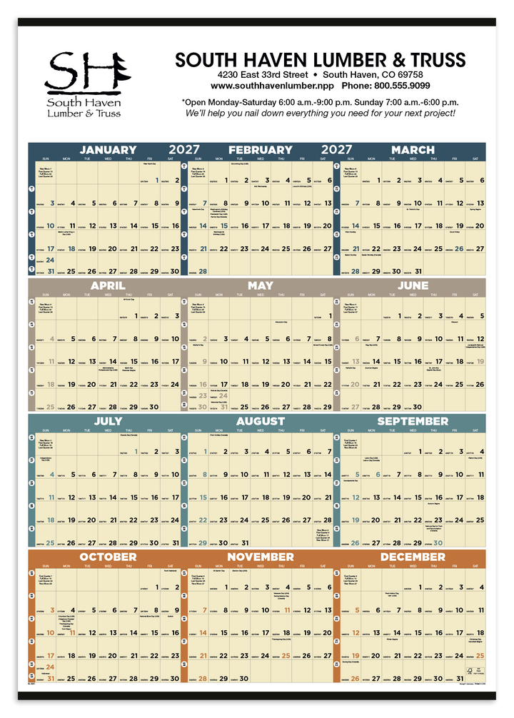 Triumph® Calendars Time Management Span-A-Year (Non-Laminated) Calendar