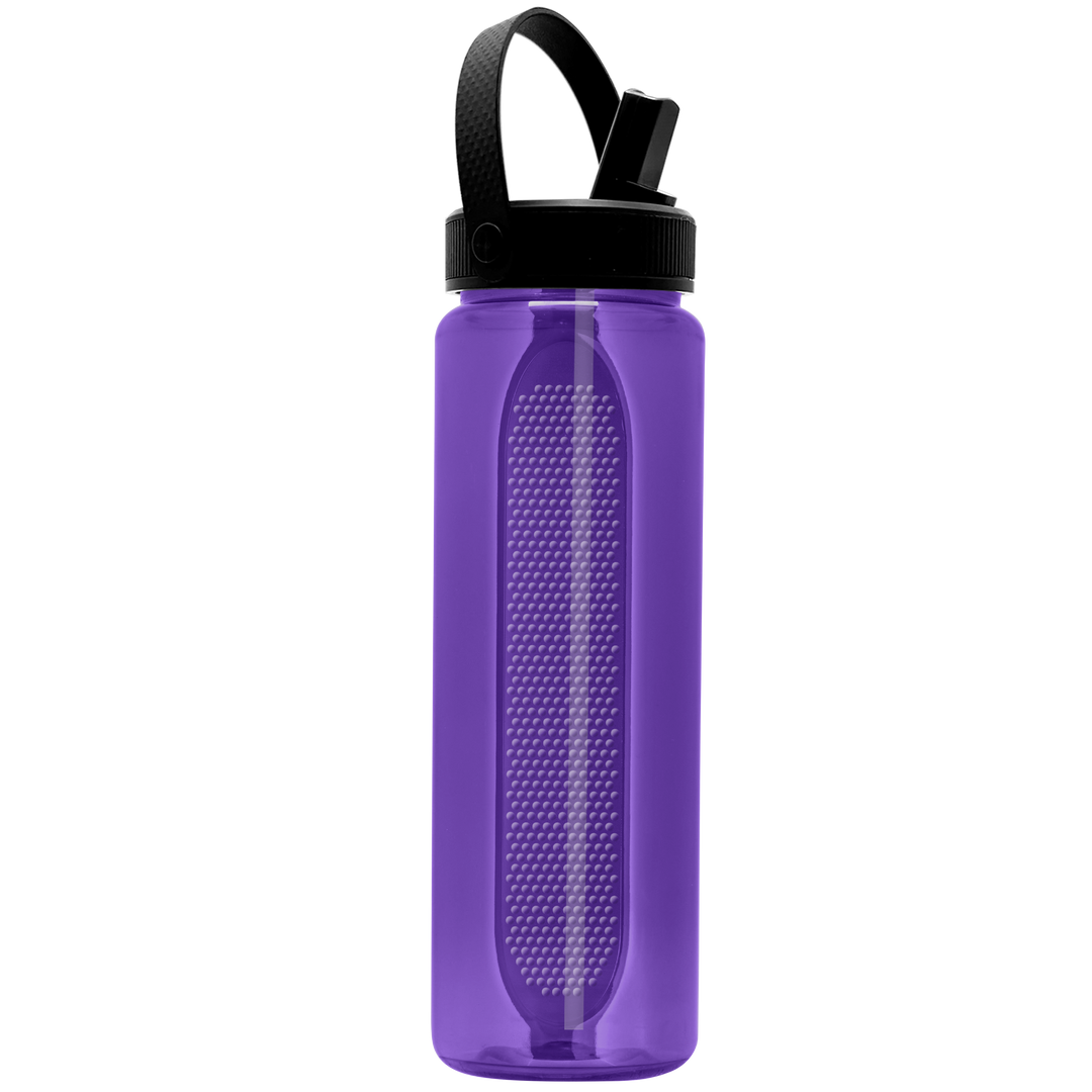 Garyline® Boss Embossed RPET Bottle with Flip-Straw, Swivel Handle Lid - 26 oz.