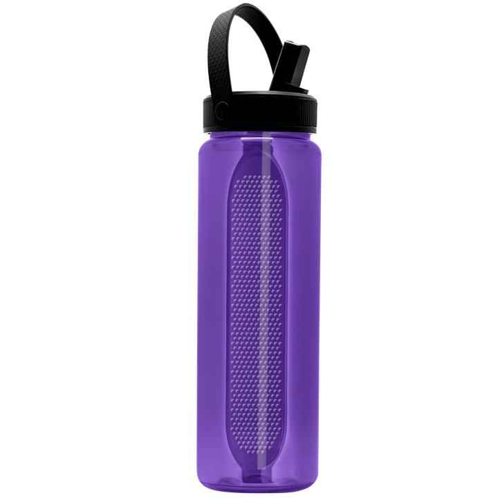 Garyline® Boss Embossed RPET Bottle with Flip-Straw, Swivel Handle Lid - 26 oz.