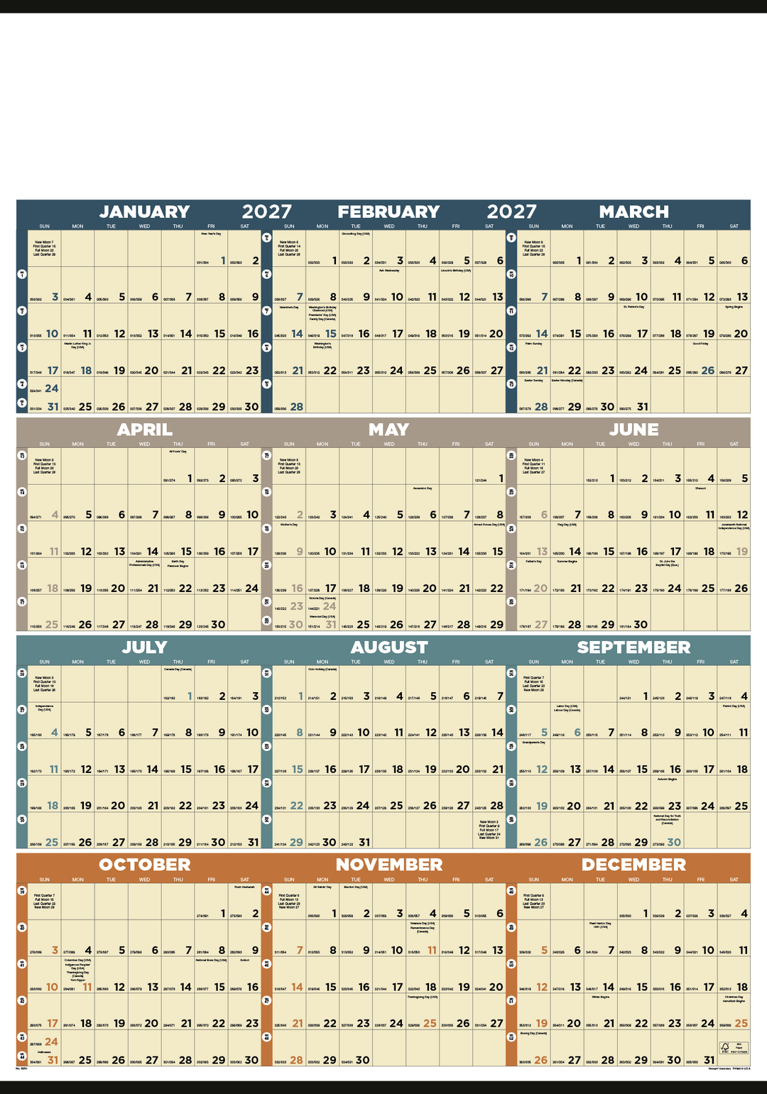 Triumph® Calendars Time Management Span-A-Year (Non-Laminated) Calendar
