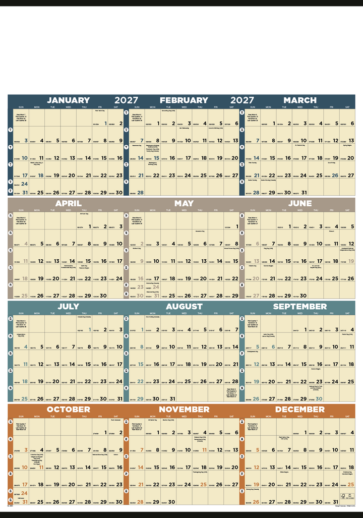 Triumph® Calendars Time Management Span-A-Year (Non-Laminated) Calendar