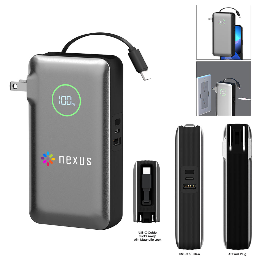 10,000 mAh PhoneSuit® Journey AC All-In-One Portable Battery Pack & Wall Adapter