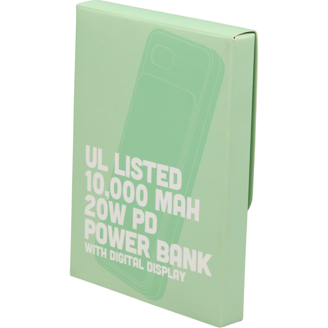UL Listed 10000 mAh 20W Digital Display PowerBank