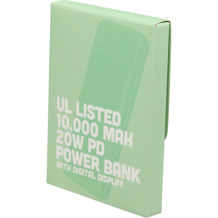 UL Listed 10000 mAh 20W Digital Display PowerBank