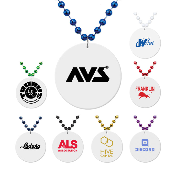 Medallion Bead Necklace w/White Medallion