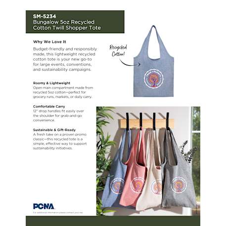 Bungalow 5oz Recycled Cotton Twill Shopper Tote