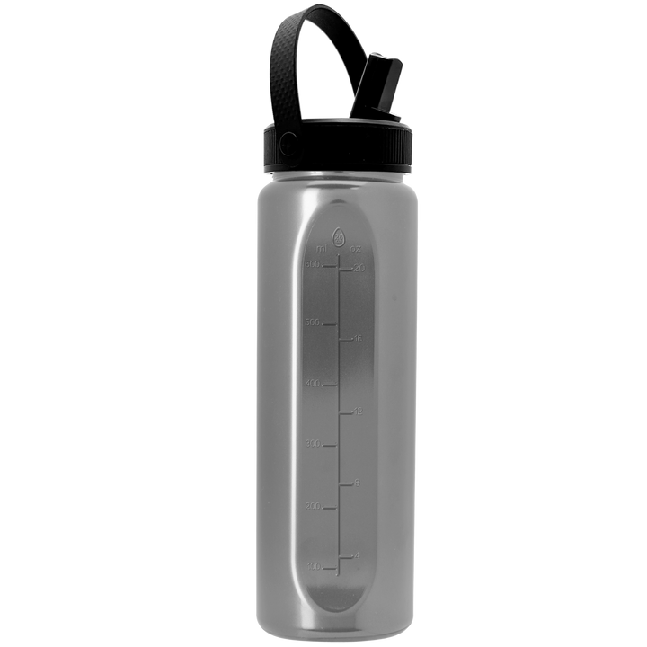 Garyline® Boss Embossed RPET Bottle with Flip-Straw, Swivel Handle Lid - 26 oz.
