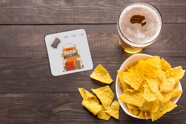 Square Bottle Opener Coaster