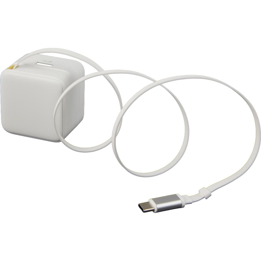 ETL Listed 20W Wall Charger with Retractable Cable