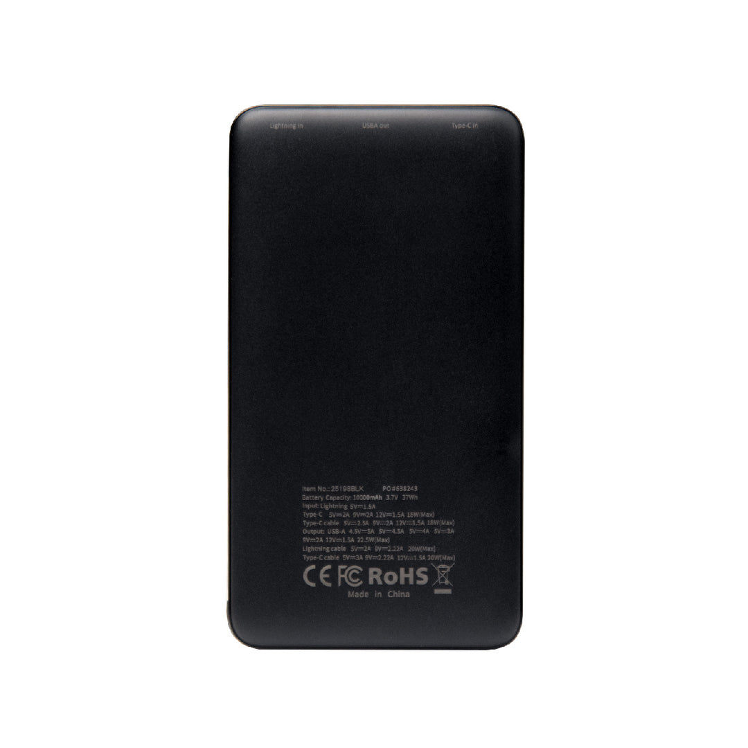 10,000 mAh Power Bank With Integrated Cables
