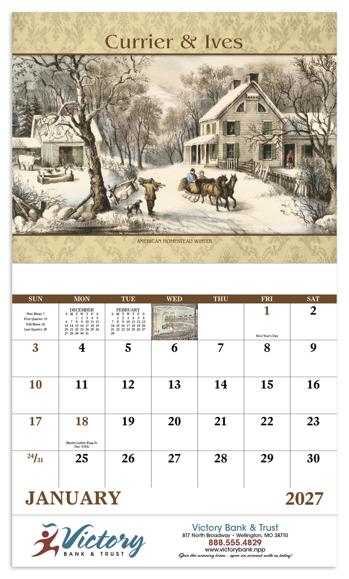 Good Value™ Currier & Ives - Stapled Calendar