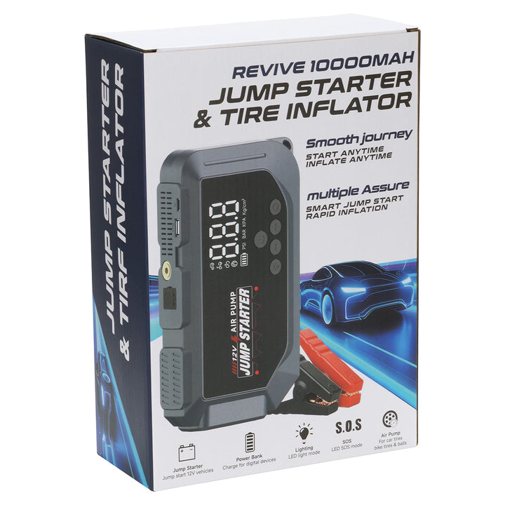 Revive 10000mAh Jump Starter with Tire Inflator & Flashlight