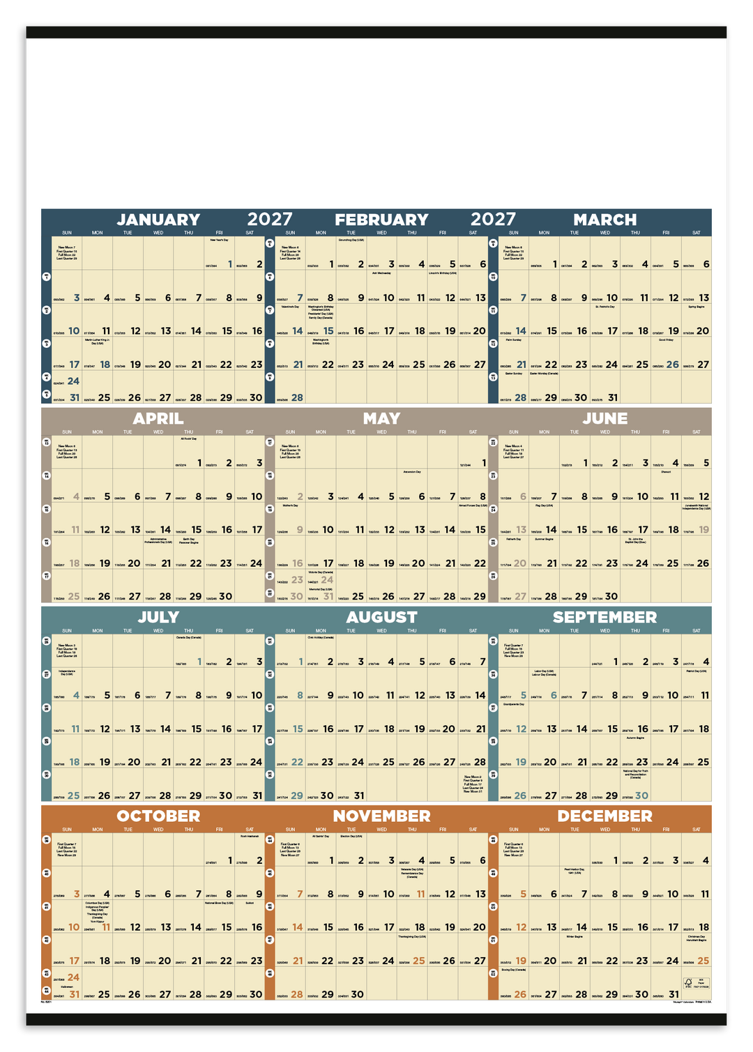 Triumph® Calendars Time Management Span-A-Year (Non-Laminated) Calendar