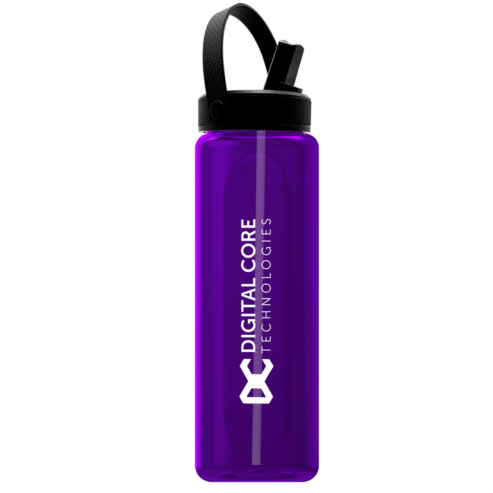 Garyline® Boss Embossed RPET Bottle with Flip-Straw, Swivel Handle Lid - 26 oz.