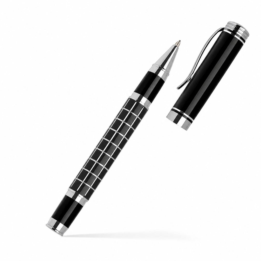 Grid Barrel Rollerball Metal Pen