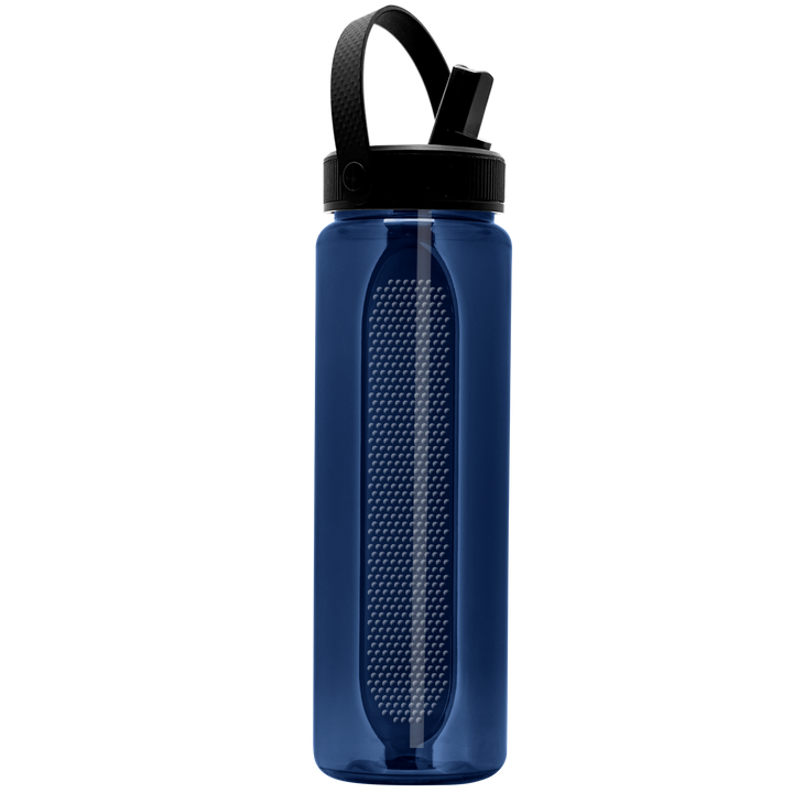 Garyline® Boss Embossed RPET Bottle with Flip-Straw, Swivel Handle Lid - 26 oz.