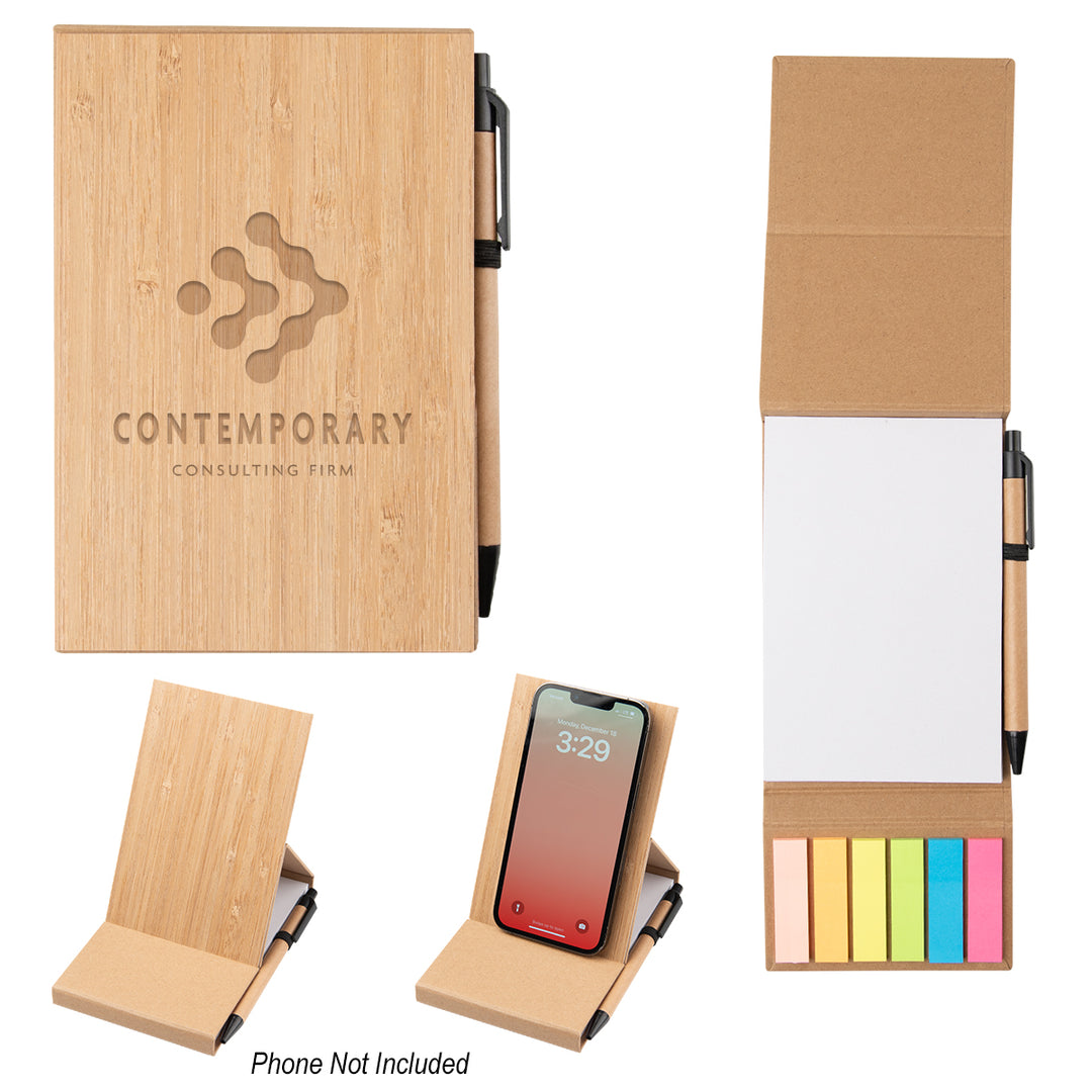 Bamboo Desk Jotter With Phone Stand