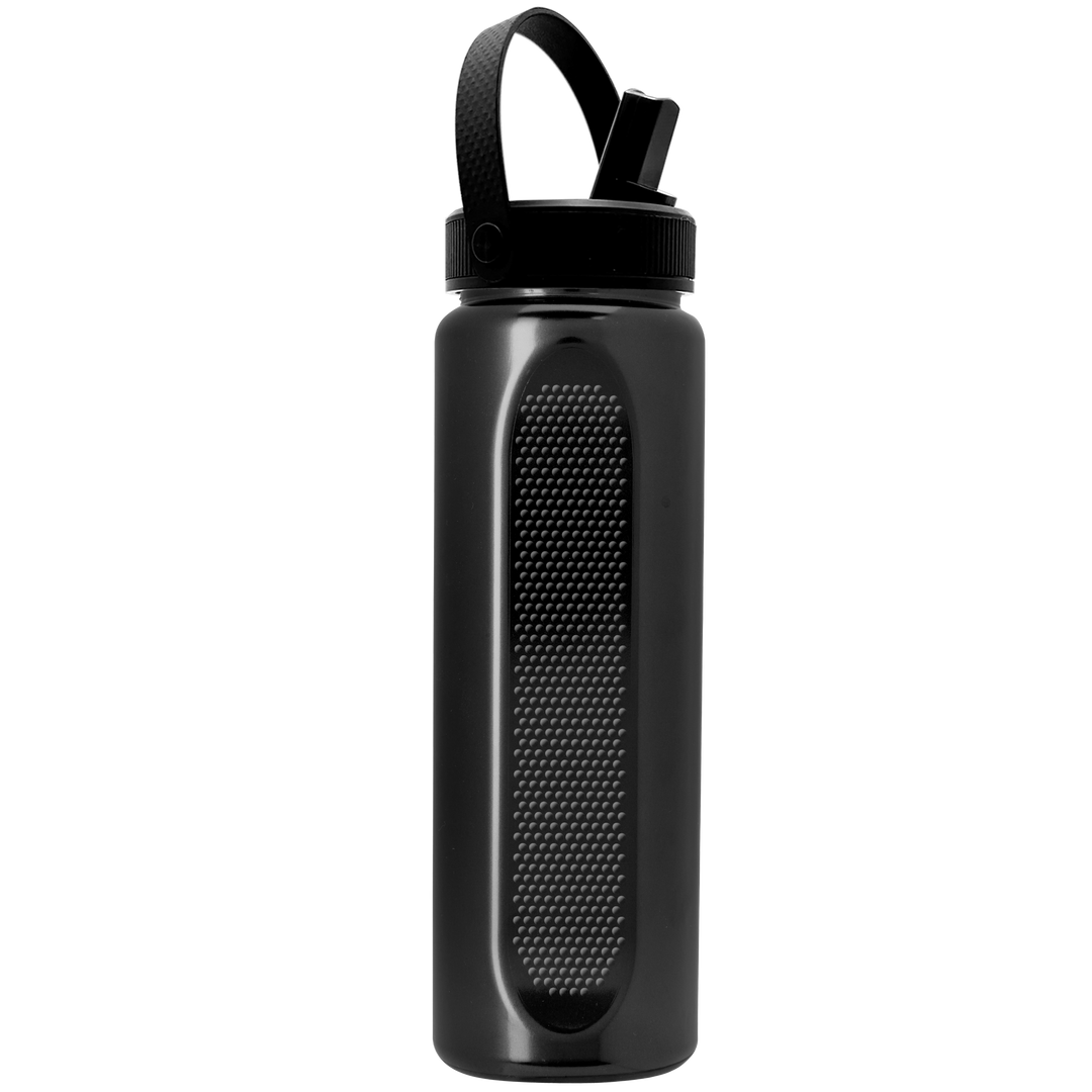 Garyline® Boss Embossed RPET Bottle with Flip-Straw, Swivel Handle Lid - 26 oz.