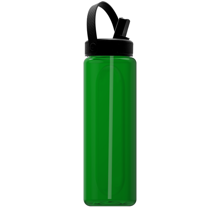 Garyline® Boss Embossed RPET Bottle with Flip-Straw, Swivel Handle Lid - 26 oz.