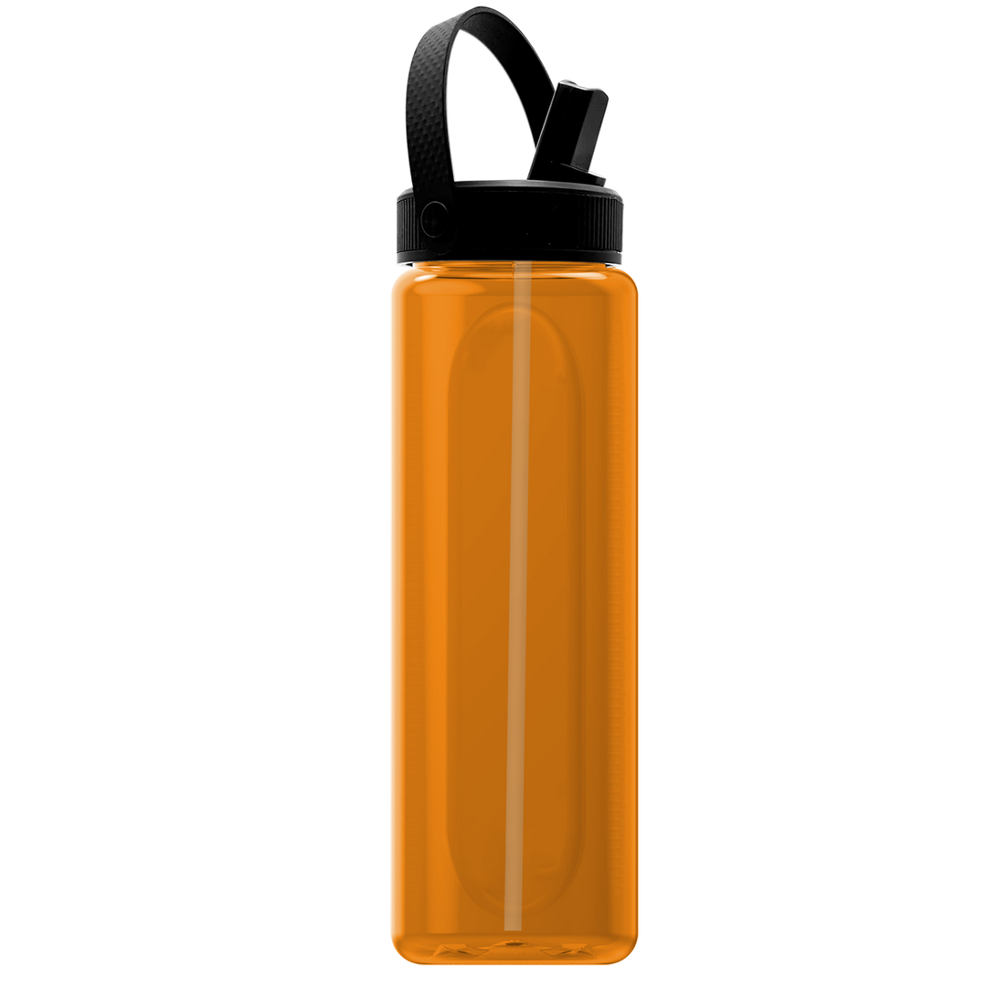 Garyline® Boss Embossed RPET Bottle with Flip-Straw, Swivel Handle Lid - 26 oz.
