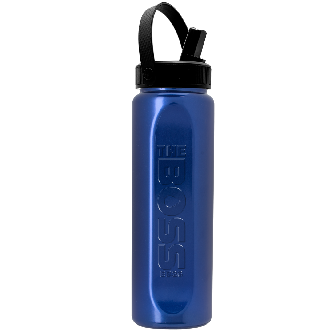 Garyline® Boss Embossed RPET Bottle with Flip-Straw, Swivel Handle Lid - 26 oz.