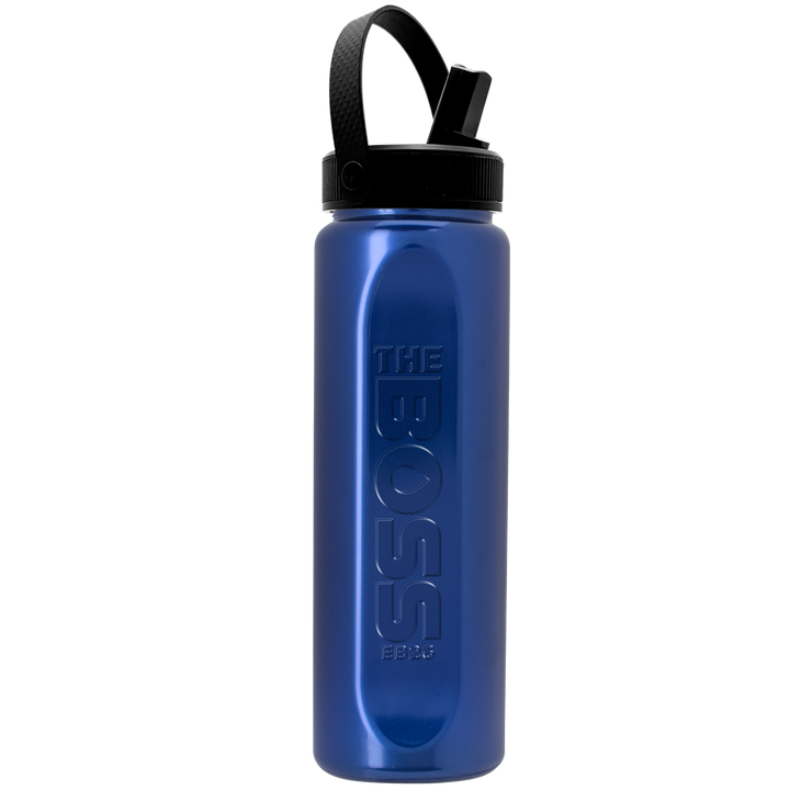 Garyline® Boss Embossed RPET Bottle with Flip-Straw, Swivel Handle Lid - 26 oz.