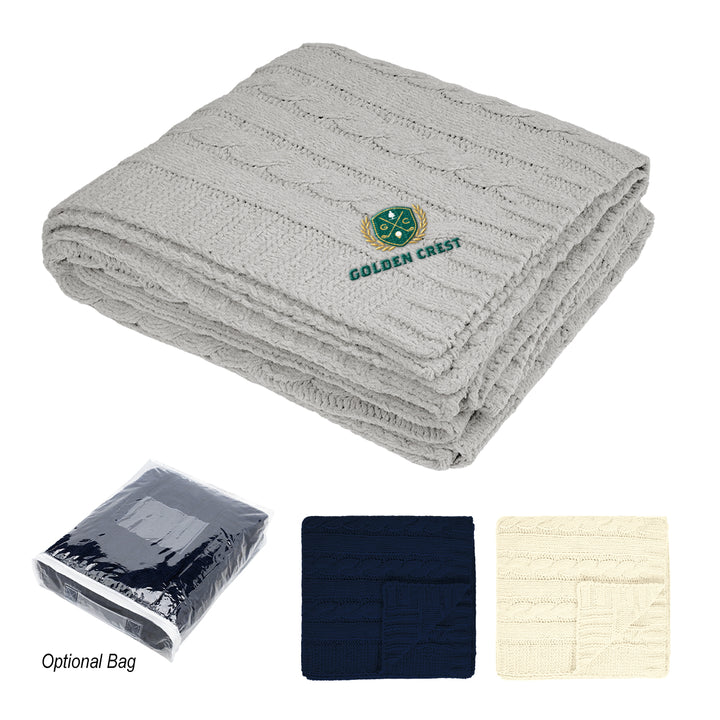 Cable Knit rPET Chenille Blanket