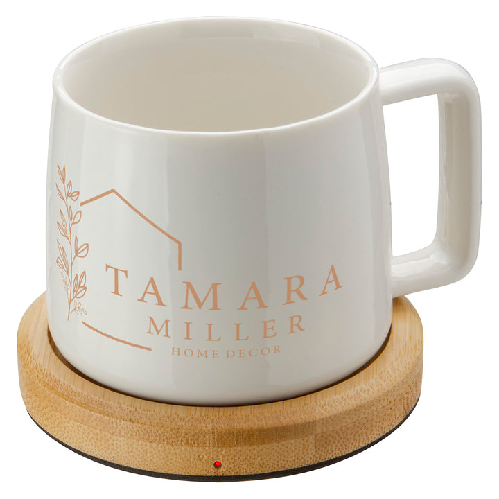 Bamboo Mug Warmer with 8 oz Ceramic Mug