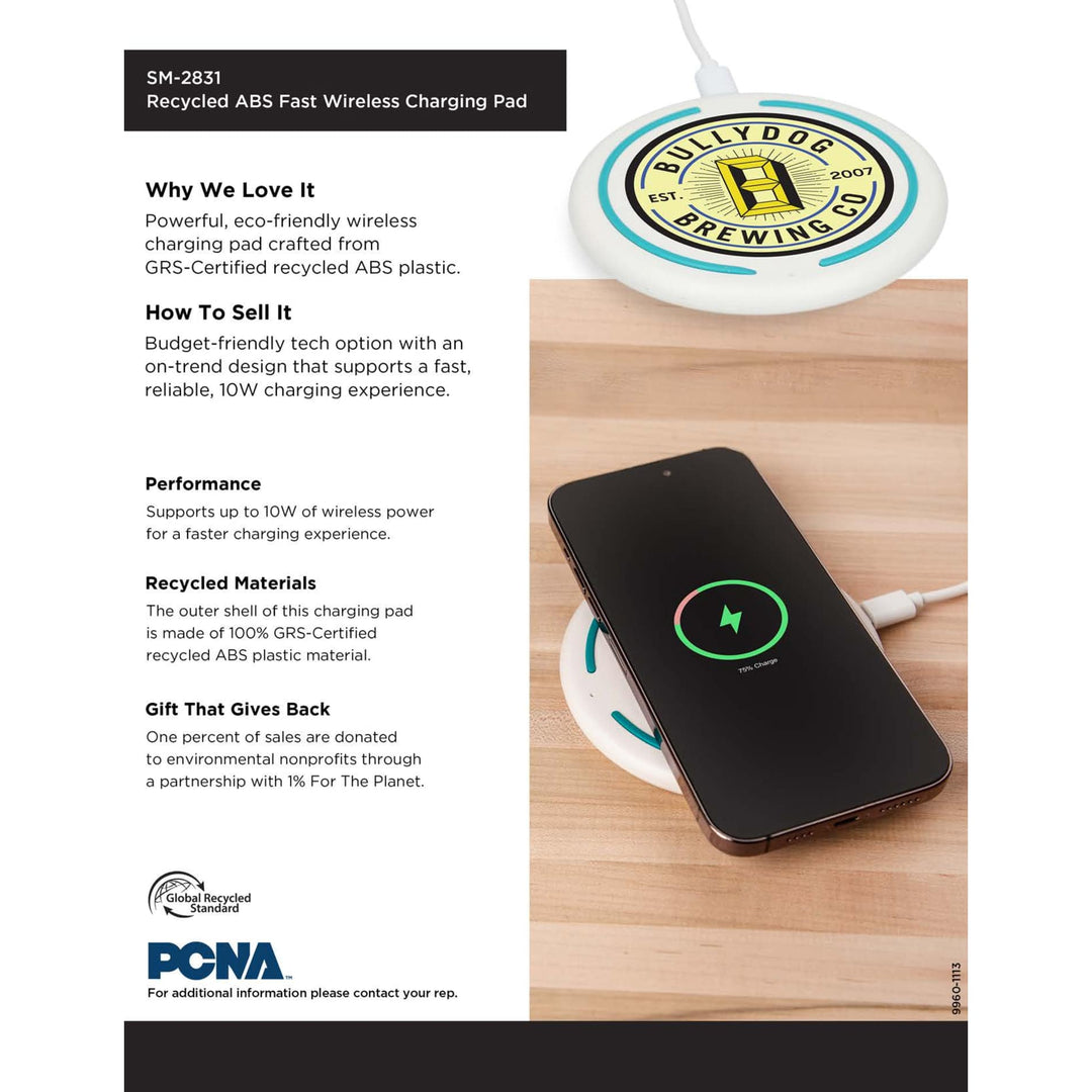 Recycled ABS Fast Wireless Charging Pad