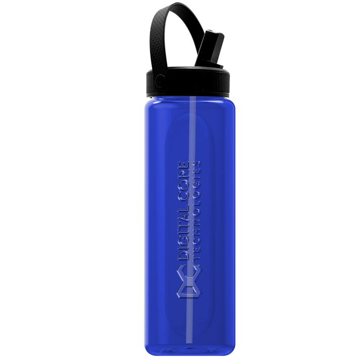 Garyline® Boss Embossed RPET Bottle with Flip-Straw, Swivel Handle Lid - 26 oz.