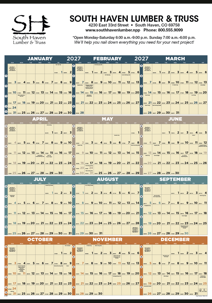 Triumph® Calendars Time Management Span-A-Year (Non-Laminated) Calendar