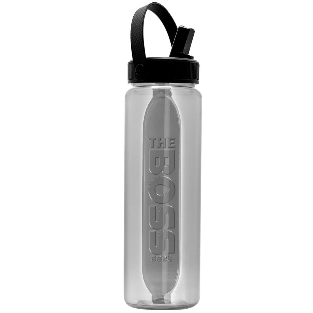 Garyline® Boss Embossed RPET Bottle with Flip-Straw, Swivel Handle Lid - 26 oz.