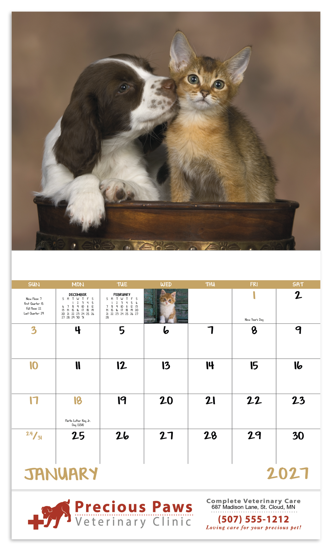 Good Value™ Puppies & Kittens - Stapled Calendar