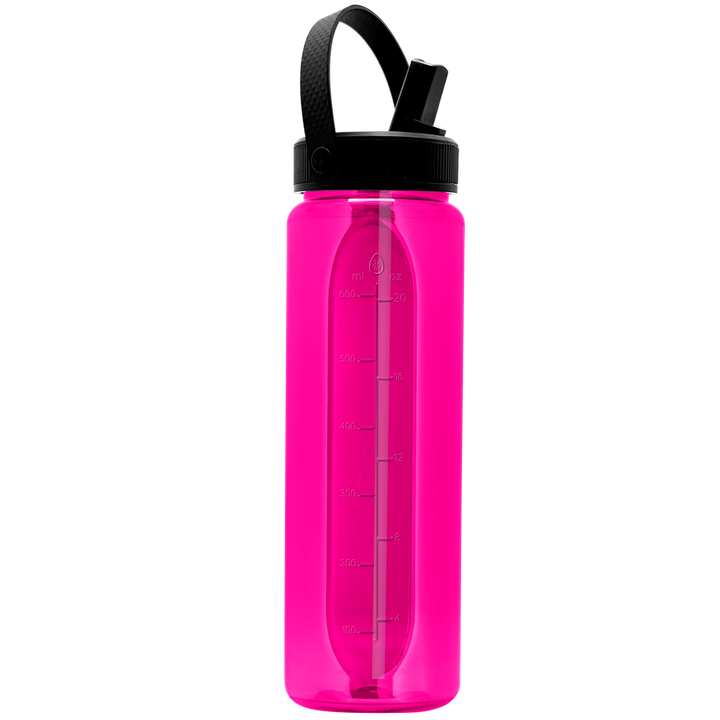 Garyline® Boss Embossed RPET Bottle with Flip-Straw, Swivel Handle Lid - 26 oz.