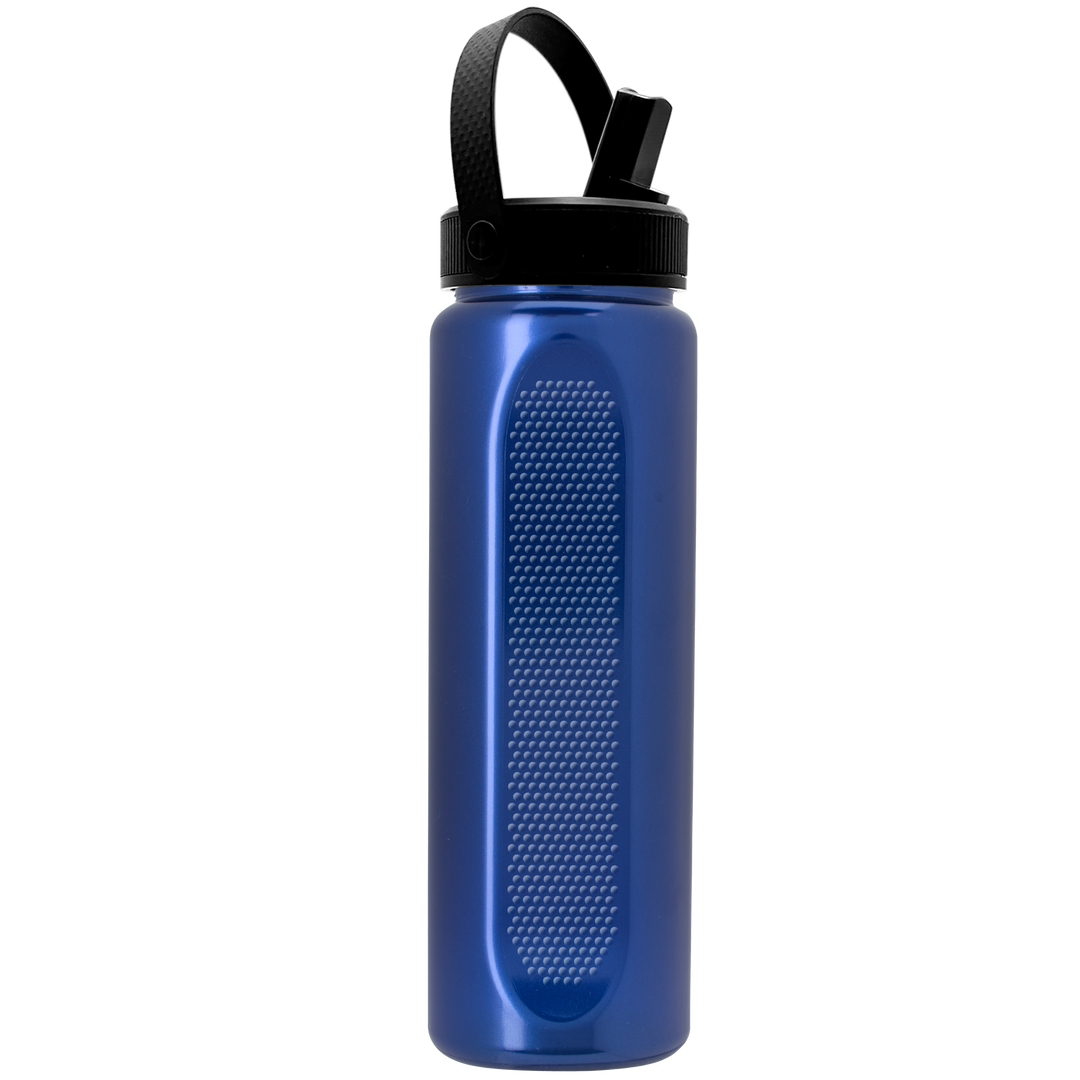 Garyline® Boss Embossed RPET Bottle with Flip-Straw, Swivel Handle Lid - 26 oz.