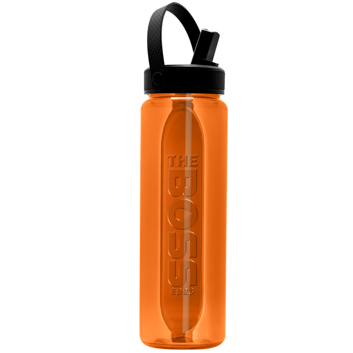 Garyline® Boss Embossed RPET Bottle with Flip-Straw, Swivel Handle Lid - 26 oz.