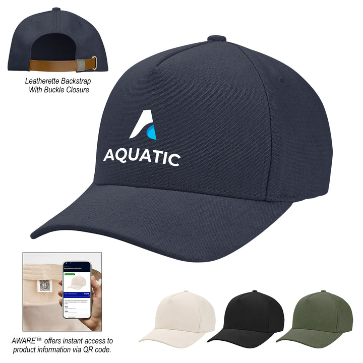 AWARE™ Recycled Cotton Cap with Leatherette Backstrap
