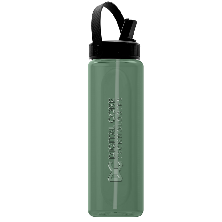 Garyline® Boss Embossed RPET Bottle with Flip-Straw, Swivel Handle Lid - 26 oz.