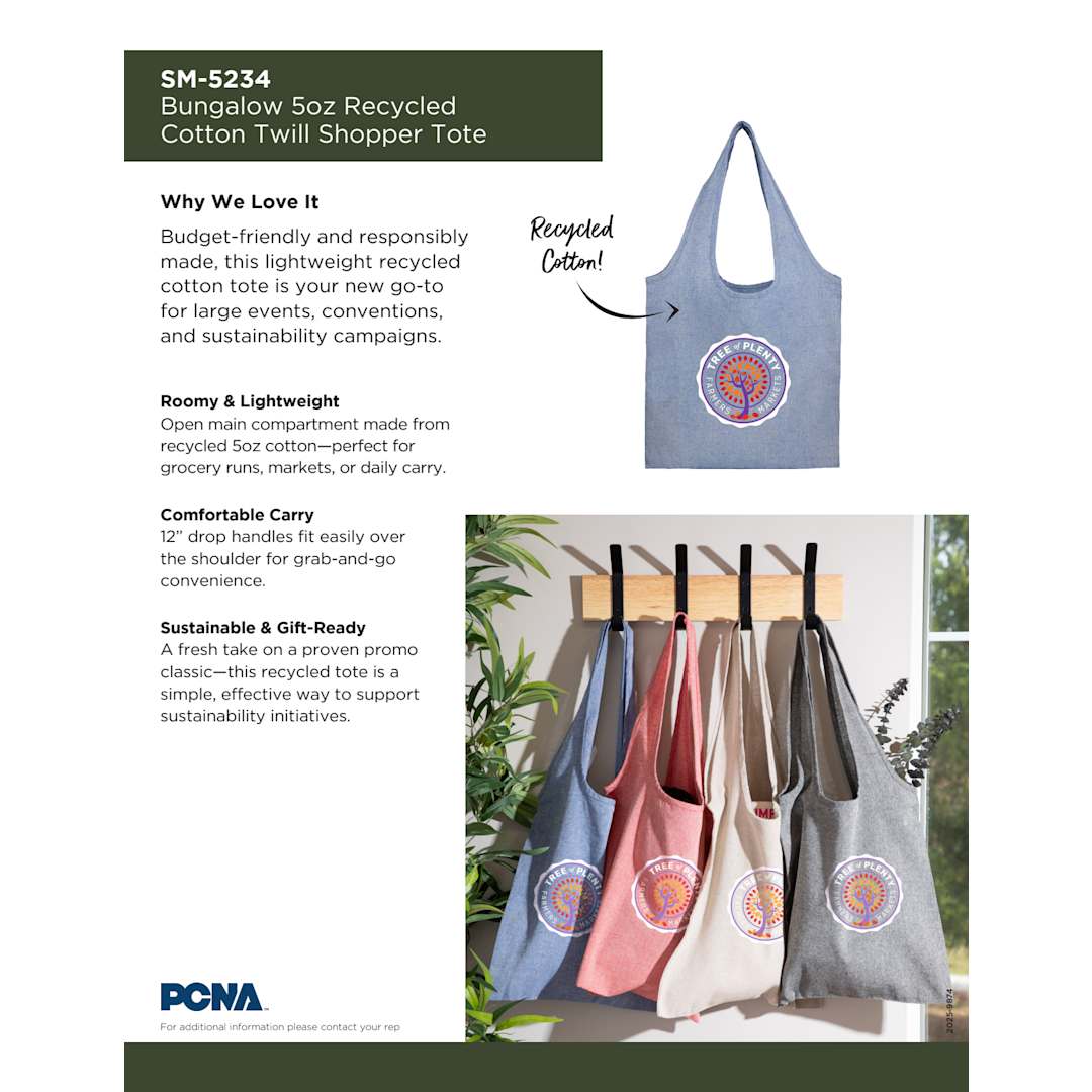Bungalow 5oz Recycled Cotton Twill Shopper Tote