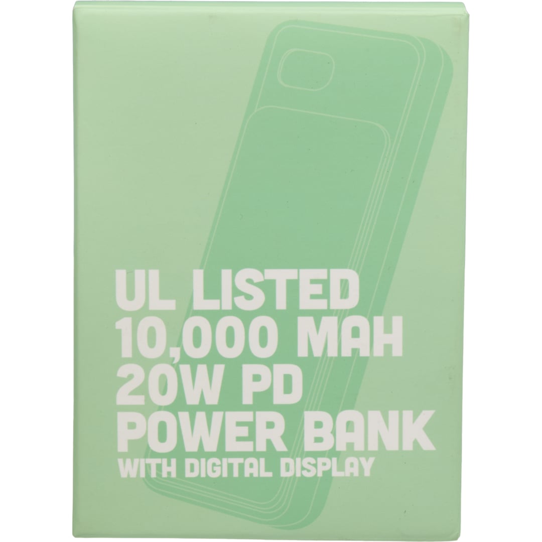 UL Listed 10000 mAh 20W Digital Display PowerBank