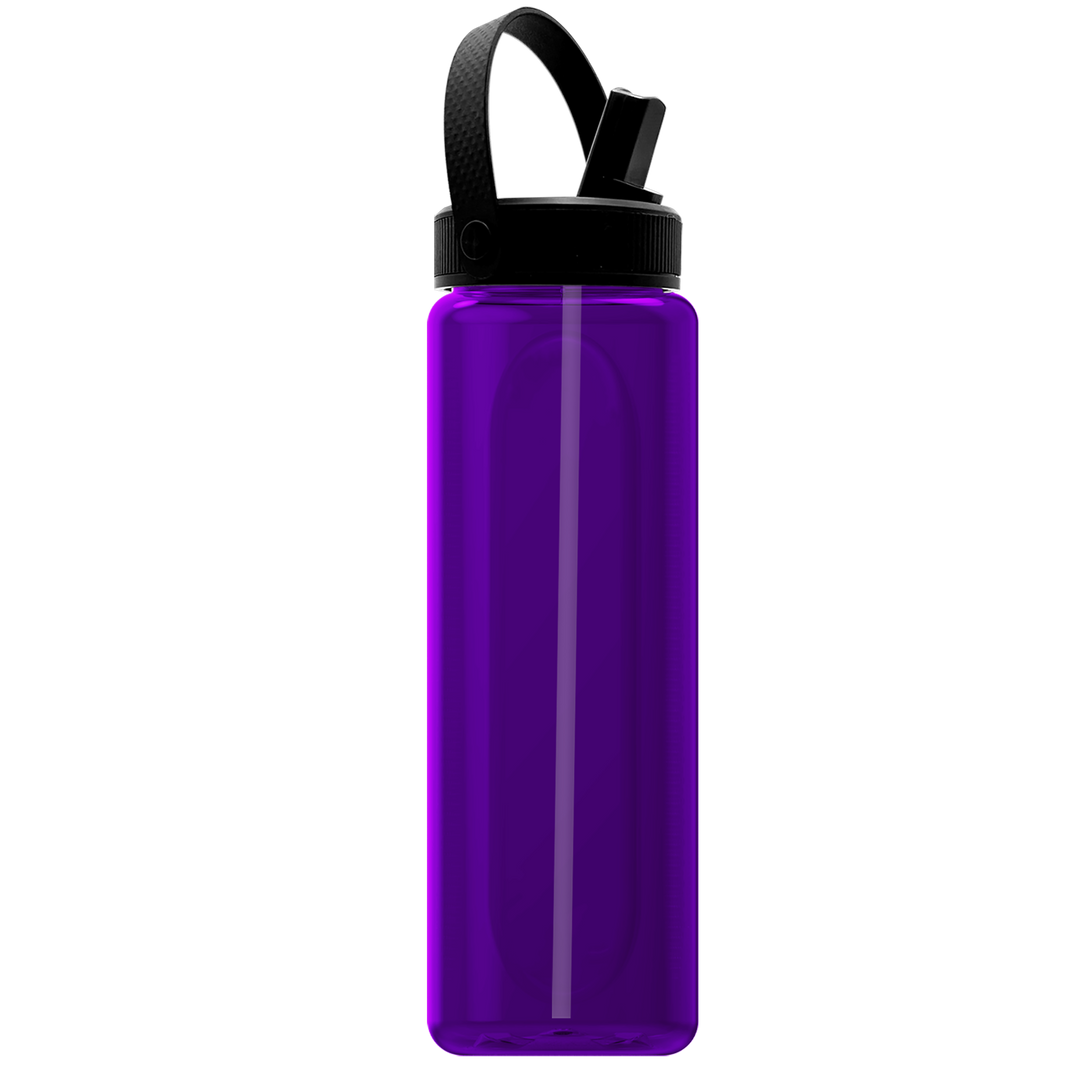 Garyline® Boss Embossed RPET Bottle with Flip-Straw, Swivel Handle Lid - 26 oz.