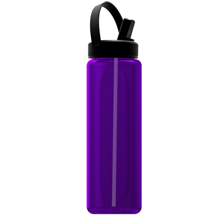 Garyline® Boss Embossed RPET Bottle with Flip-Straw, Swivel Handle Lid - 26 oz.